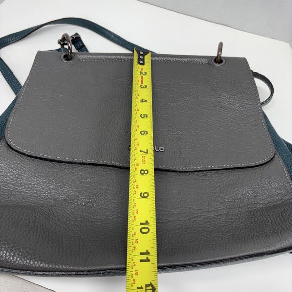 Krole Italian Leather Satchel Gray Teal Crossbody Convertible Made in Italy - Picture 16 of 16
